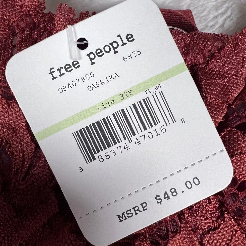 Free People Women's Love Letters Lace Bandeau‎ Bra Paprika Red 32B OB407880 NWT